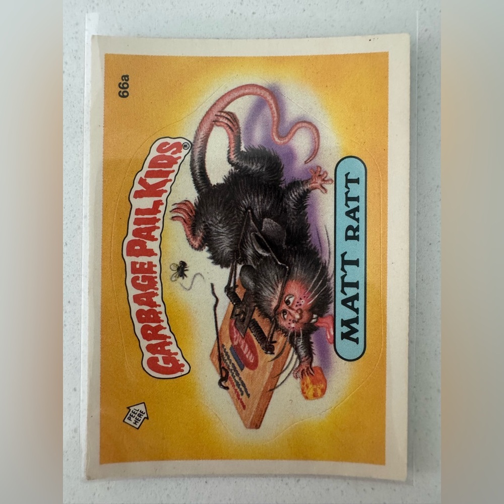 Rare 1985 Topps Garbage Pail Kids Card, Series One, Matt Ratt 66a